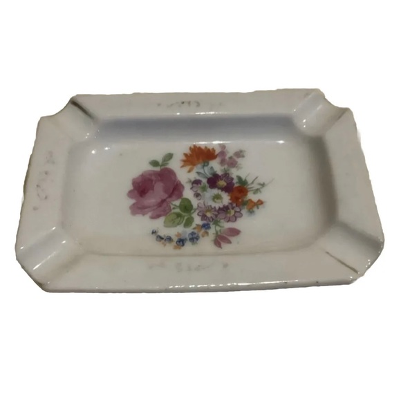 Other - Vintage petite rectangular ceramic floral ashtray made in Japan